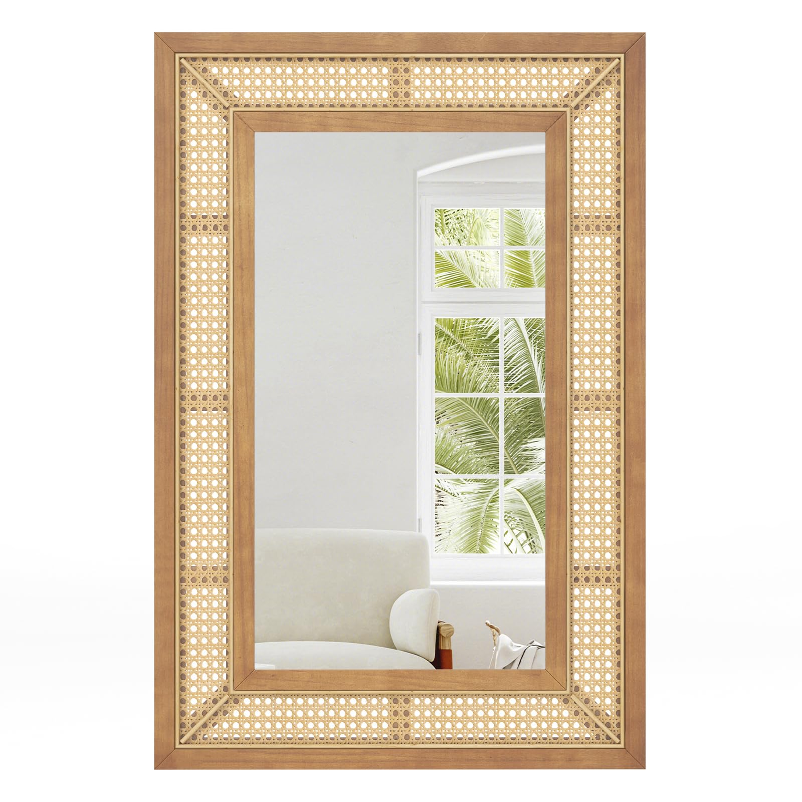 Miroir mural en rotin Tangkula (36"L x 24"l)
